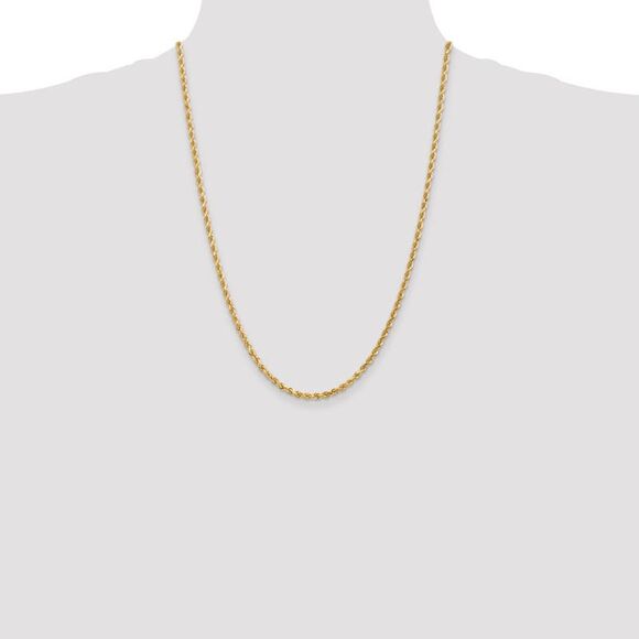 3.25mm, 10k Yellow Gold Diamond Cut Solid Rope Chain Necklace, 24 Inch - Picture 2 of 8